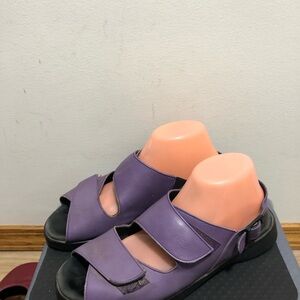 Wolky Jewel Slingback Platform Purple Leather Sandals Size 41/10.5US